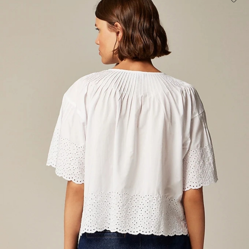 J Crew Jolie top in eyelet cotton poplin CA974 NWT XS - Picture 2 of 8